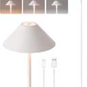 Rechargeable Floor Lamp for Indoor/Outdoor, Cordless Tall Standing Lamp with 3 Color Temps & Dimmable, IP43 Waterproof, Adjustable Height 16-59 Inch, LED Floor Lamp for Living Room,Patio(White)