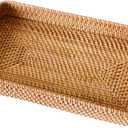 Wicker Storage Basket, Rattan Tray Rectangular for Bathroom Living Room, Decorative Serving Woven Trays Wicker Baskets for Organizing, Woven Seagrass Tray for Storage Home Decor L(14.6"  9.1")