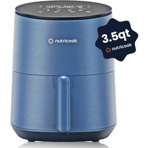 3.5qt Air Fryer Mini, Tempered Glass Control Panel, 8 Preset Functions, Quick and Easy Meals, Compact, Quiet, Non-Stick, Dishwasher Safe, Blue