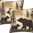 Bear Throw Pillow Covers 18 X 18 Inch Set of 2 Pillow Cases Decoration Cushion Cover for Bedroom Living Room Sofa Outdoor