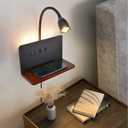 Bedside Wall Sconces with Wireless Charging Station & USB Charging, 3 Adjustable Color Temperatures LED Reading Lamp, 3000K Warm Ambient lighting Wall Mounted Sconce for Bedroom, Plug-in or Hardwired (Black)