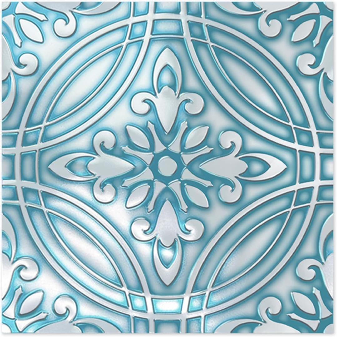 Peel and Stick Wall Tile Stickers Backsplash for Kitchen/Living Room/Bathroom in Metalic Design, 8x8 inch Pack of 10 Self Stick Paper Wall Tile Stickers for Your Home and DIY Projects (Green)