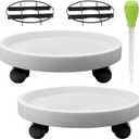 2Pack 15.7'' Large Plant Stand with Wheels, Plant Stand Dolly for Heavy Planter,Wheeled Planter Saucer Tray,Rolling plant stand,Heavy-Duty Plant Caddy with Casters for Indoor and Outdoor(White)