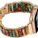 Bracelet Bands Compatible with Apple Watch Band 38/40/41mm,Women Natural Stone Handmade Healing Bead Ethnic Boho Strap Yoga Jewelry Wristband for iWatch 9 8 7 6 5 4 3 2 SE Ultra