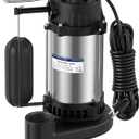 1/3 HP Sump Pump Submersible, 4000 GPH Automatic Sump Pump with Vertical Float Switch for Basement, Stainless Steel Submersible Water Pump, NPT 1-1/2" Discharge