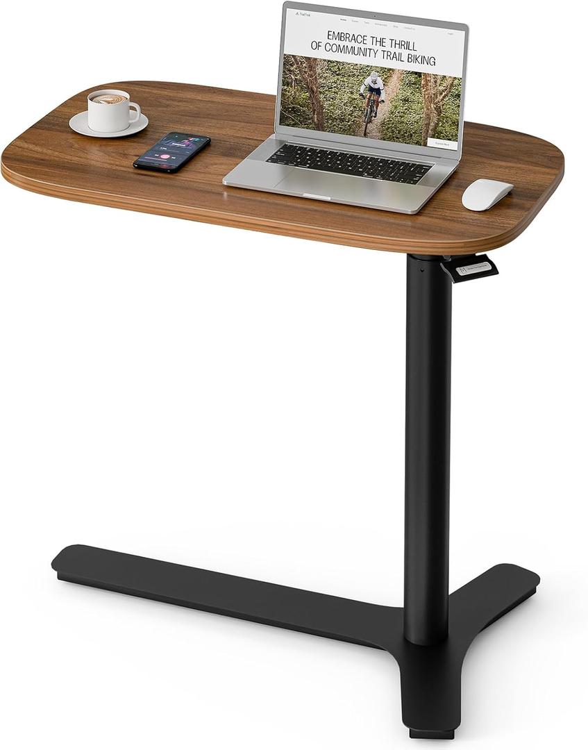 30" Large Overbed Table with Wheels Adjustable Height Ideal Bedside Table for Home Medical Use - Rolling Table for Hospital - Over Bed Desk, Versatile Bedside, Lap Desk, Laptop Stand, Black Walnut