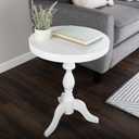 Pedestal Side Table - Round End Table with Vintage Look - Accent Furniture for Living Room, Bedroom, Office, or Entryway - Functional End Tables for Small Spaces by Lavish Home (White)