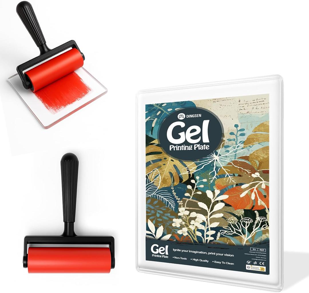 Gel Printing Pad with Brush - Reusable Gel Plate for Monoprinting, Stamping & Texture Art, Includes Mini Roller Brush - Non-Toxic Art Tool for Beginners, Artists & Therapy (Size: 5 * 7inch)