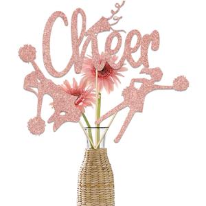 12 Pcs Rose Gold Cheerleading Centerpiece Sticks, Cheerleading Theme Birthday Decorations, Cheerleading Party Decorations, Cheer Team Baby Shower Wedding Party Supplies