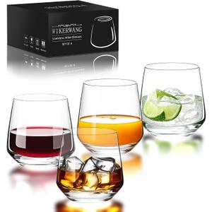 Stemless Wine Glasses Set of 4, 13.5oz, Crystal Clear Red White Wine Glasses for Daily Use, Lead-free, Dishwasher Safe, Glasses Drinking Set, Ideal for Home Bar, Parties & Gifts