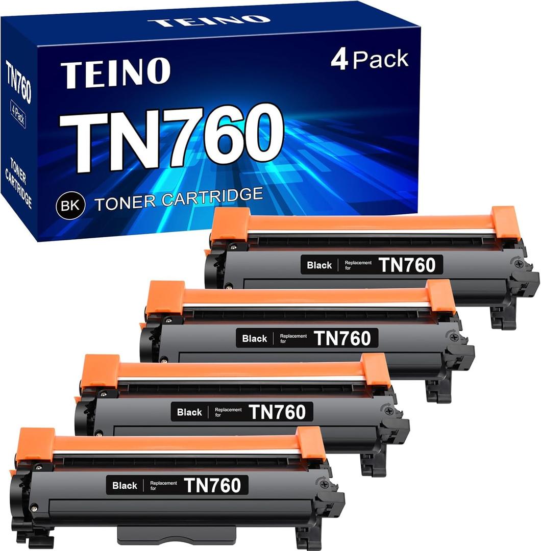 Comatible TN760 Toner Cartridges Replacement for Brother TN760 TN-760 TN730 TN-730 TN 760 Toner Use with MFC-L2710DW MFC-L2750DW HL-L2350DW DCP-L2550DW HL-L2395DW HL-L2370DW HL-L2390DW Toner Cartridge