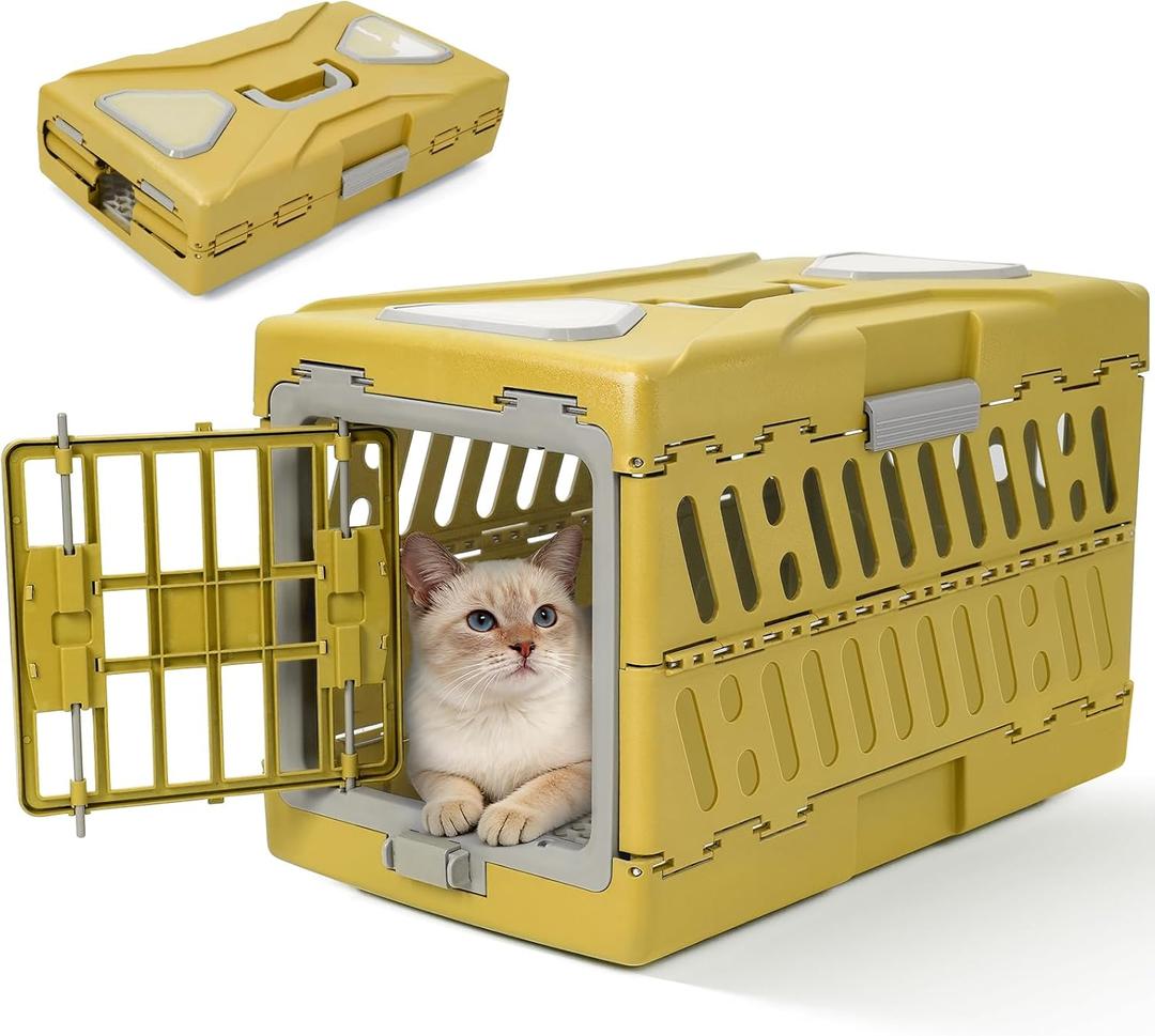Collapsible Cat Carrier Hard, Plastic Hard-Shell Pet Carrier Travel