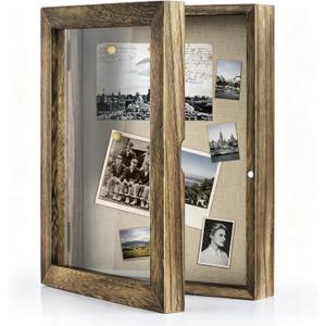 Love-KANKEI Shadow Box Frame 8x10 Shadow Box Display Case with Linen Back Memorabilia Awards Medals Photos Memory Box Gift Carbonized Black