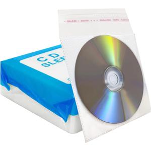 RICHEN CD/DVD/BluRay Sleeves, Refill Plastic Sleeve for CD and DVD Storage Binders,100 Pack (White)