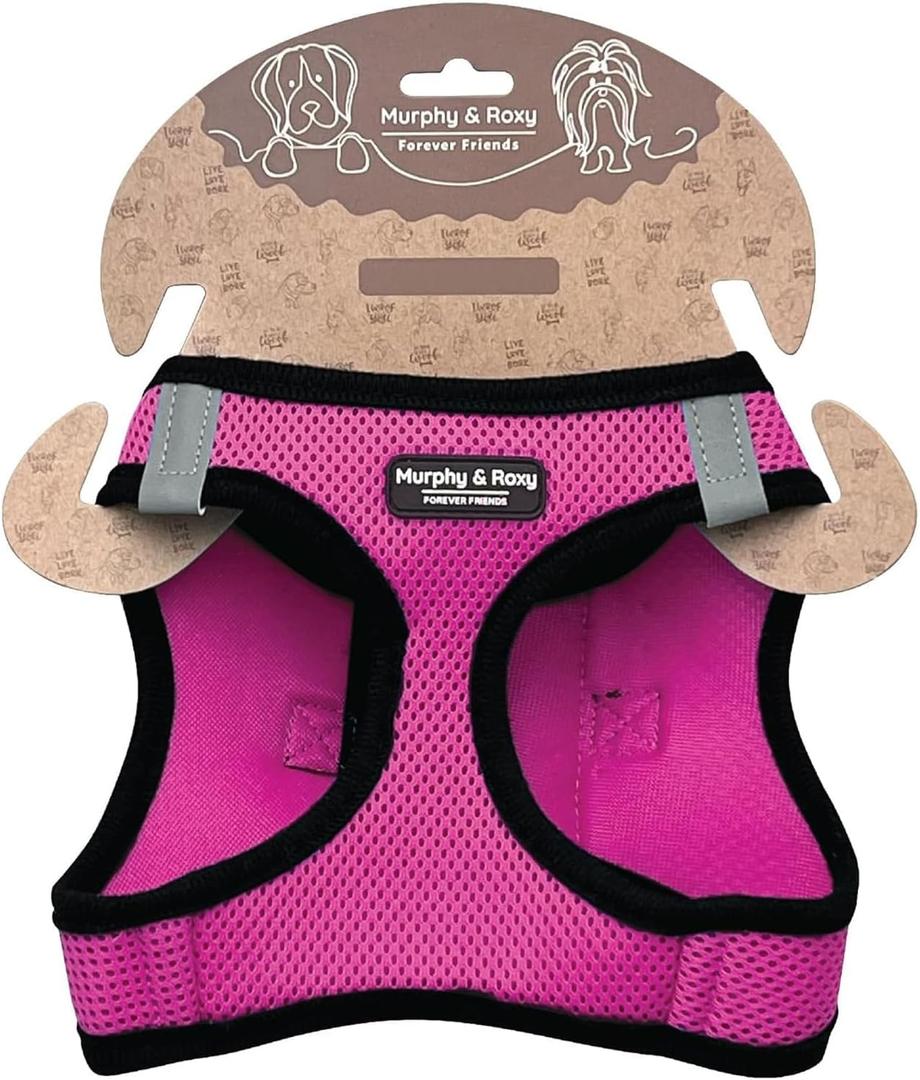 Murphy & Roxy No-Pull Dog Harness  Adjustable Vest Harness with Reflective Trim for Small to Medium Dog Breeds  Heavy-Duty and Comfortable for Walking, Training for Pets, Pink (Size S)