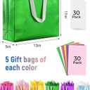 Lzerking Gift Bags with Handles 30 Pack 13x5x11in Includes Tissue Paper Colorful Reusable Gift Bags for Parties, Birthdays, Weddings, Holidays