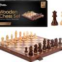 Chess Armory Wooden Chess Set 15 Inch - Premium Walnut Wood Handcrafted Game Board for Adults and Kids with Extra Queen Pieces and Storage Box - Ideal for Home and Travel - Non-Magnetic