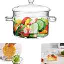 2.3L / 78 fl. oz. Clear Glass Pot with Lid Saucepan Heat Resistant Glass Stove and Pan with Lid Soup, Milk, Baby Food, Pasta (78oz/2300ml)