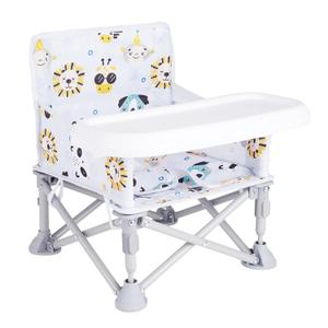 Portable Baby Booster Seat with Tray, Toddler Booster seat for Dining, Camping, Travel, Baby Beach Chair 6 Months to 3 Years Old Indoor Outdoor Use CH2407 (White)