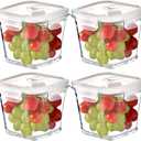 4 Cup Square Glass Food Storage Container with Lids, Square Glass Soup Container with Airtight Lids, 32 OZ Food Prep Bowls for Leftovers, Salad, Microwave Fridge Dishwasher Safe (4 Pack)