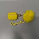 Fluffy Pom Pom Silicone Soft Touch Skin Case Cover For Airpods Pro, Yellow