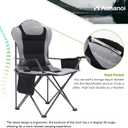 Aohanoi 2 Pack Camp Chairs for Heavy People, Outdoor Folding Camping Chairs with Cup Holder & Cooler Bag for Outside Supports up to 300lbs (2 Pcs, Black)