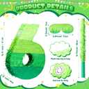 WinnerWhy Number Piata Decorations 16 Inch Gradient Green Piata with Blindfold Stick and Confetti for Birthday Baby Shower Safari Jungle Themed Party Supplies Centerpiece(Number 6)