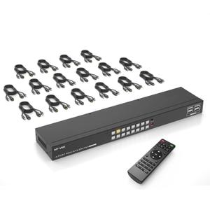 MT-VIKI 4K 16 Port KVM Switch HDMI, 4K@30Hz Rack Mount KVM Console w/16 Cables + 4 USB 2.0 Devices + Remote, Support EDID Storage, HDMI 1.4, HDCP 1.4 for 16 Computers/Servers, Fit 1U 19'' Rack