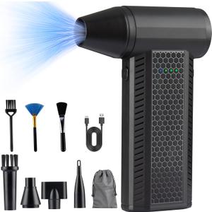 Electric Air Duster Mini Blower, 130000RPM Brushless Motor 4-Gear Rechargeable Compressed Air Duster, PC Computer Cleaner Keyboard Electronics Car Dust Blower for Home Office, Black