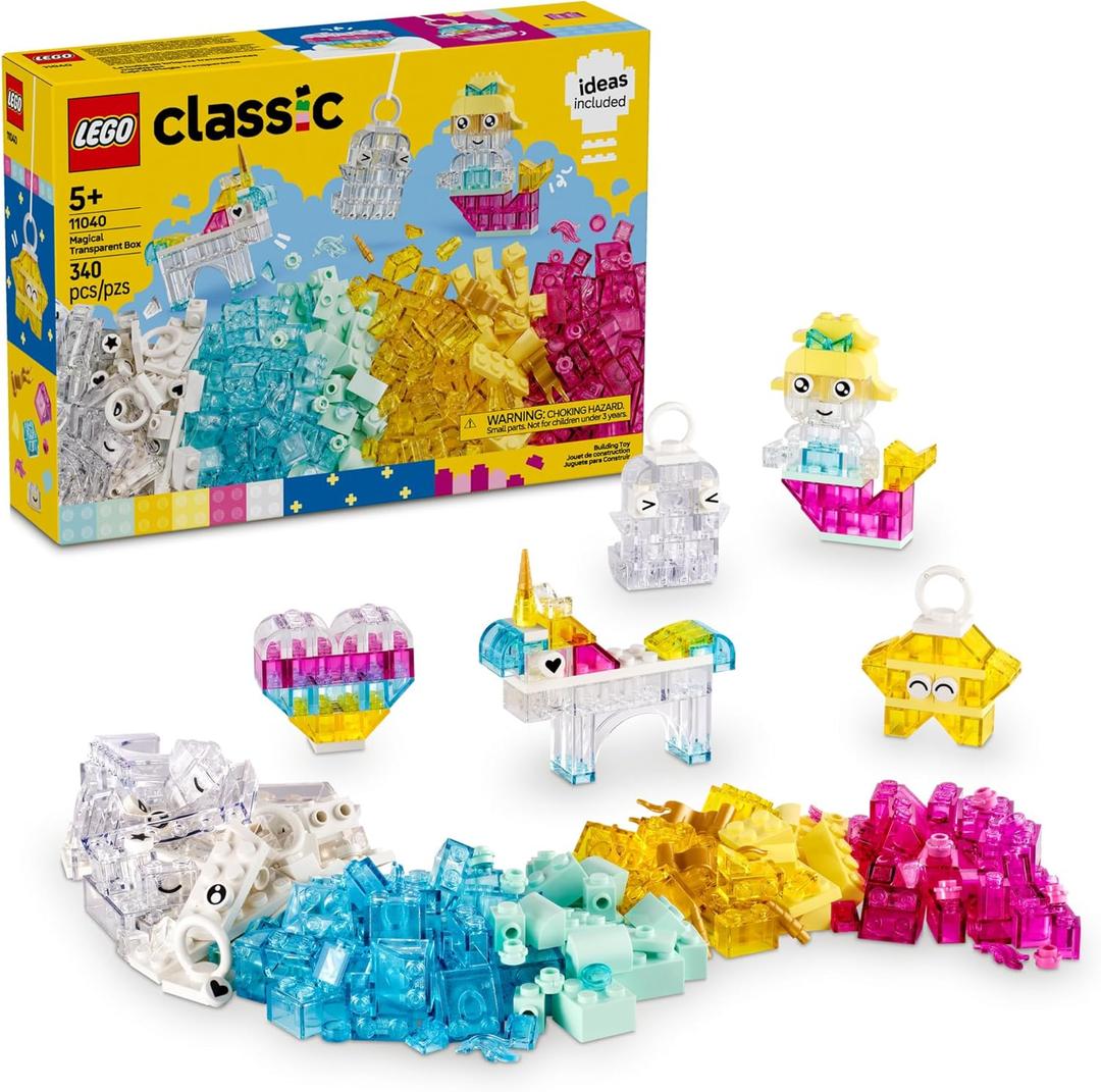LEGO Classic Magical Transparent Box - Preschool Learning Toy for Boys and Girls, Ages 5+ - Birthday Gift for Kids - Beginner Construction Set - Colorful Building Bricks Toy - 11040