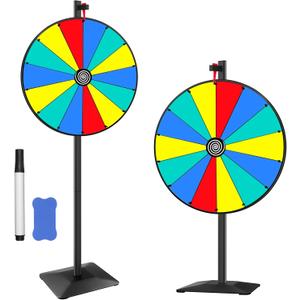 24 Inch Prize Wheel Tabletop orFloor Stand Fortune Spin with Dry Erase Marker and Eraser for Engaging Home Parties, Trade Show, Carnival Events 24 Inch Prize Wheel Tabletop orFloor Stand Fortune Spin with Dry Erase Marker and Eraser for Engaging Home Parties, Trade Show, Carnival Events