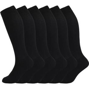 +MD Cotton Compression Socks for Women and Men 4/6 Pairs 15-20 mmHg Knee High Socks for Sports Travel Nurse Edema (10-13)