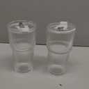 TUZAZO 20 Oz Glass Tumblers with Lids and Straws - 2 Pack Ribbed Glass Iced Coffee Cup with Straw and Lid, Thicken Glasses, Ideal for Smoothieds, Cocktails, and Juices