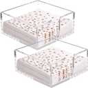 Rubtlamp 2 Pack Napkin Holder, Clear Acrylic Napkin Holder, 5.5x5.5x2.6 Inch Square Cocktail napkin holder, Plastic Napkins holder Great for Table Bathroom,Kitchen, Dinners for Mothers Day (0.12" Thickness)