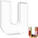13.8" Extra Large Acrylic Letter Charcuterie Board Box, Reusable Fillable Letter Cake Candy Dish Display Serving Tray for Birthday Anniversary Party Decoration (U)