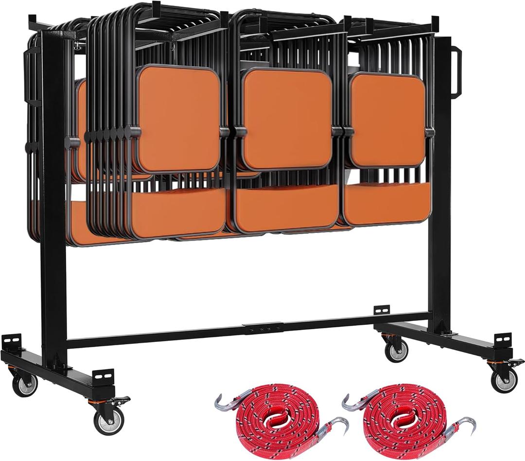 Folding Chair Rack, Heavy-Duty Chair Cart Black