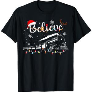 Christmas Train Christmas Believe Express Xmas Santa T-Shirt, XL