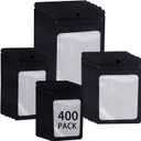 400 Pack 4 Sizes Resealable Mylar Holographic Bags Food Storage Smell Proof Bags with Front Window, Zipper Foil Packaging Pouch for Sample Jewelry Small Business (Black,3x4.7,3.1x5.5,4x 6,4.7x 7.9in)