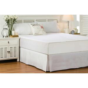 Full Size Bed Skirt 600 TC Egyptian Cotton 18 Inch Drop Easy Fit - Bed Skirt for Full 54x75 Inch Beds - Center & Corner Pleats, White Solid