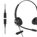 Office Phone Headset HD Voice for Aastra Allworx AltiGen Digium IPitomy Telephones, RJ9 & 3.5mm Adapter Cable (Binaural)