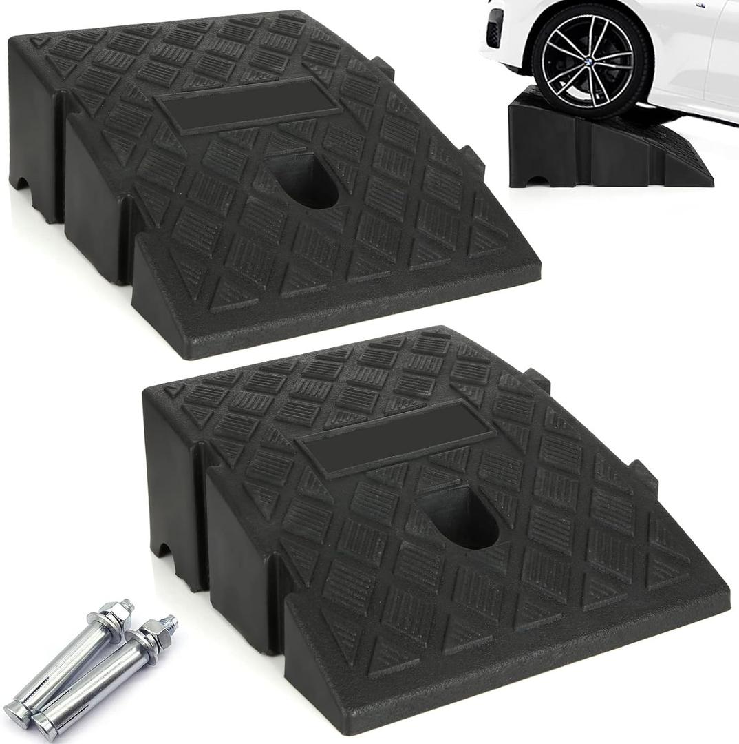 2PCS Driveway Curb Ramps 5" Rise Height Curb Ramp Interlock Curb Ramps for Driveway Low Cars Vehicles SUV Truck Motorcycle Wheelchair Bike