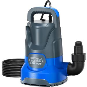 Sump Pump 1.1HP Submersible Clean/Slight Dirty Water Draining Pump 4700GPH Electric Portable Transfer Water Pump for Swimming Pool Tubs Garden Pond
