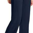 SEVEGO Tall Women's 36 Inseam Wide Leg Yoga Pants High Waist Stretch Dress Casual Long Sweatpants with Pockets (Blue, L)