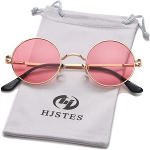 HJSTES Polarized Round Sunglasses Womens Men Retro Hippie Glasses Small Circle Sunnies