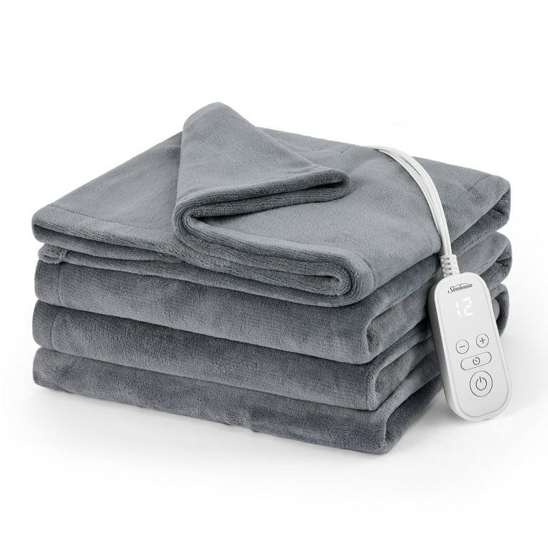 Sunbeam Microplush Heated Blanket TWIN 62INX84IN,Dark Grey