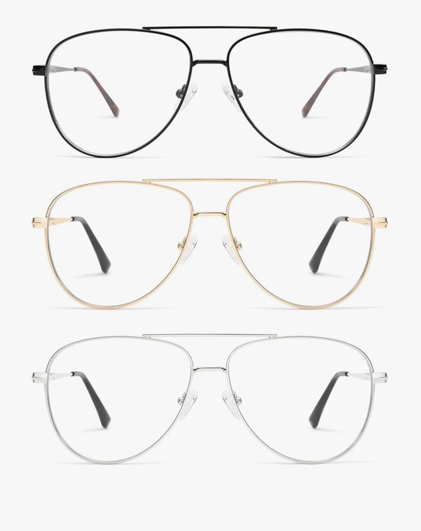 AMOMOMA Trendy Aviator Reading Glasses for Women,Men Blue Light Blocking Computer Readers Retro Metal Frame AM6162, +1.00