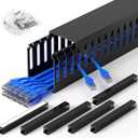 ZhiYo 99in (6X L16.5in) Server Rack Cable Management Raceway, H2.4in x W2in Cable Raceway Kit, Electrically Safe PVC, Open Slot Wire Raceway for Under Desk/Computer/Network Cords (Black)