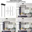 Espird Farmhouse Dining Room Light Fixture - 5 Light Matte Black Rectangle Light Fixture with Adjustable Height & Thickened Metal Dining Table Fixture Chandeliers for Dining Room&Kitchen Island