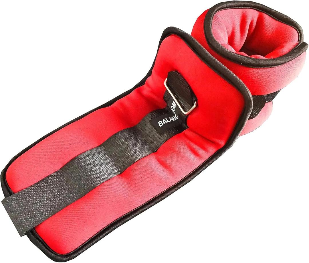Signature Fitness Fully Adjustable Ankle Wrist Arm Leg Weights, 5 lbs each (10-lb pair), Red