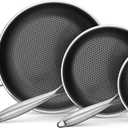BIELMEIER Advanced Nonstick Ceramic Cookware Set - Hybrid Tech, 8,10,12 Inch Frying Pans, PFAS-Free, Compatible with All Cooktops